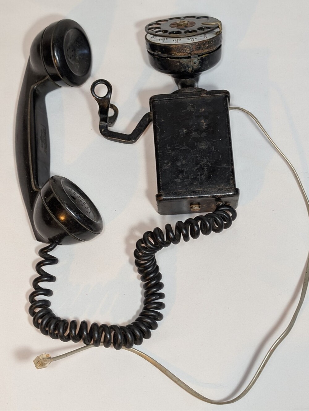 Antique Western Electric Black Rotary Dial Space Saver Wall Mount Phone C1 VTG